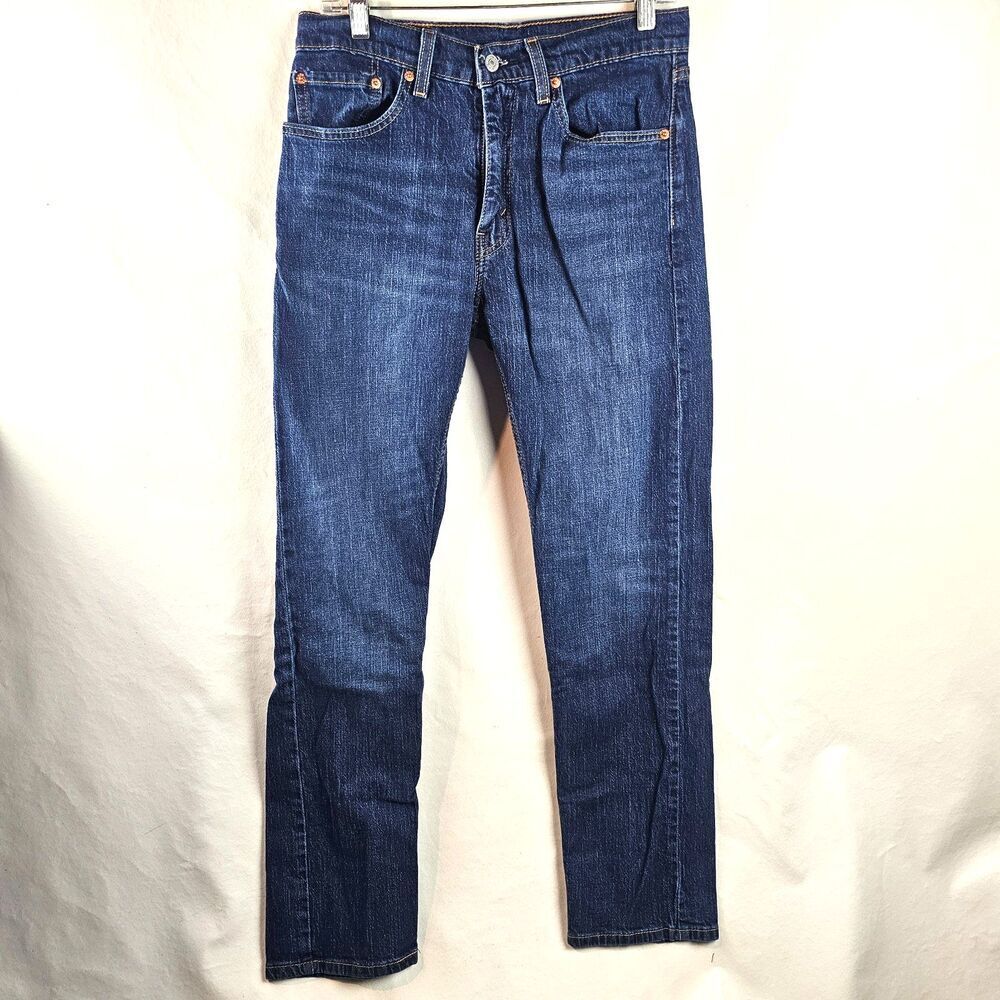 Levi's 505 Jeans Mens 31x32 Blue Regular Fit Straight Denim Stretch Actual 29x30